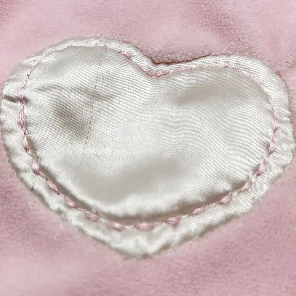 Stepping Stones Pink Bunny Baby Blanket Satin Heart Knotted Corner Lovey 10.5